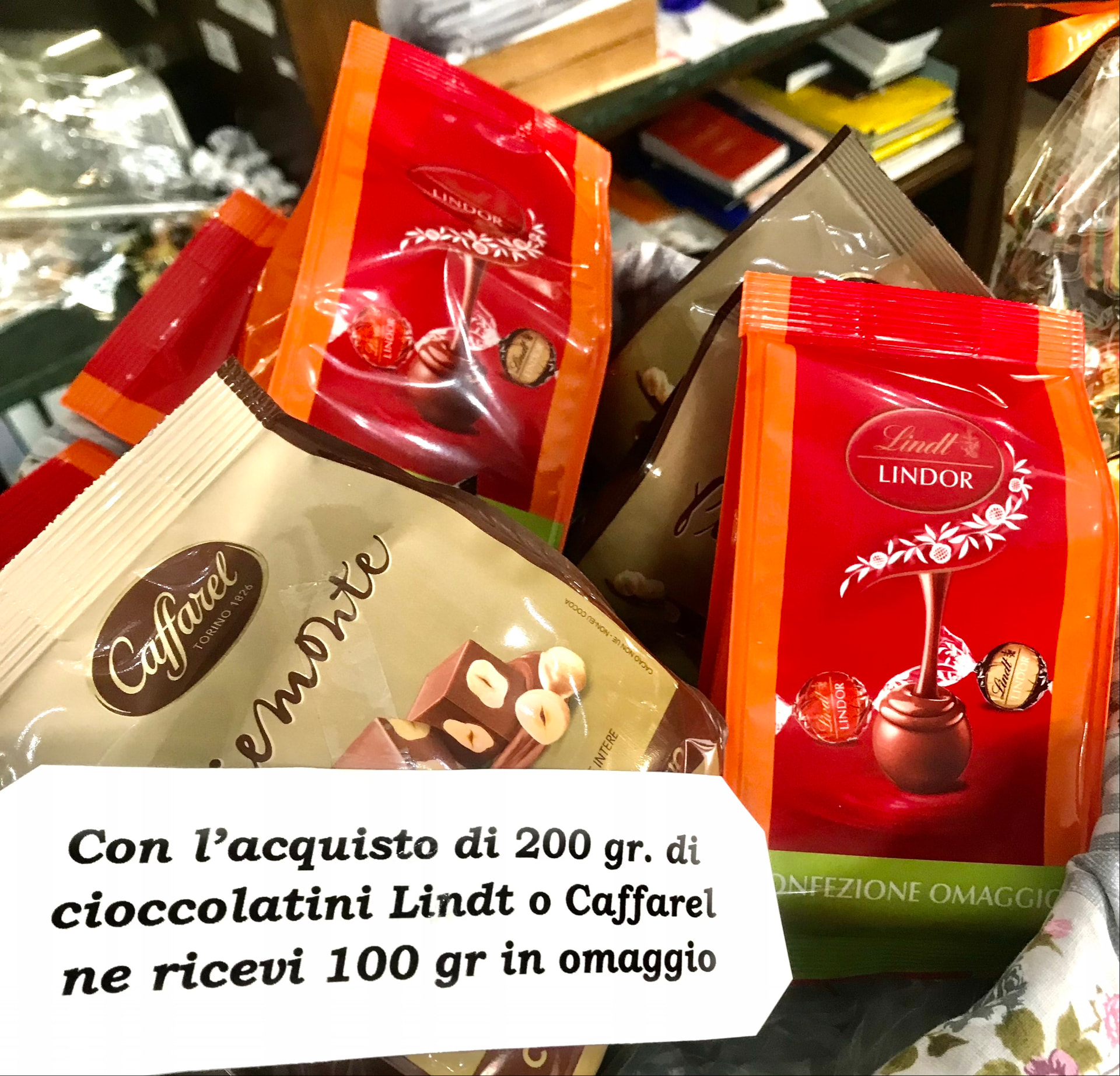 Offerta omaggio su cioccolatini Lindt e Caffarel